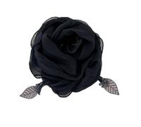 Pluto & Fox Écharpe plissée pour femme avec franges en feuille et bord ondulé, Noir , Taille Unique