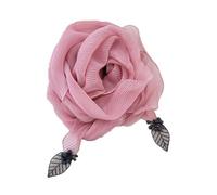 Pluto & Fox Écharpe plissée pour femme avec franges en feuille et bord ondulé, rose, Taille Unique