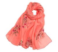Pluto & Fox Écharpe pour femme, brodée de fleurs, foulard en soie, design rétro, élégant, étole, 75cm*175cm