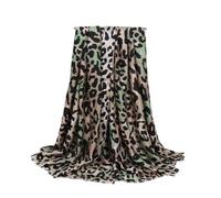 Pluto & Fox Écharpe tendance avec imprimé léopard Foulard design élégant foulard pour cou accessoire de mode pour femme, Kaki, 90*180cm