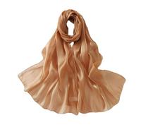 Pluto & Fox Écharpe Tendance En Soie Organza Foulard Pour Femmes Étoles Grand Châle Couleur Vive Unie (Caramel, 70 * 200cm)