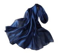 Pluto & Fox Écharpe Tendance En Soie Organza Foulard Pour Femmes Étoles Grand Châle Couleur Vive Unie (Bleu, 70 * 200cm)