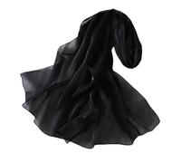 Pluto & Fox Écharpe Tendance En Soie Organza Foulard Pour Femmes Étoles Grand Châle Couleur Vive Unie (Noir, 70 * 200cm)