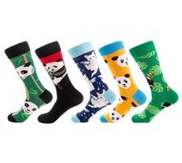 Pluto & Fox Lot de 5 paires de chaussettes pour homme brodées avec dessin oléographique amusant au-dessus de la cheville, Panda, taille unique