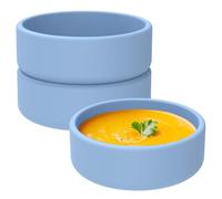 Pluuttiem Ensemble de Braconnier D'Oeuf en Silicone Bleu Compatible à la Friteuse, 3 Moules à Chaudières à Œufs Antiadhésives pour Micro-Ondes, Fabricant D'Œufs Multifonctionnels