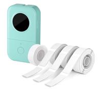 Pluuttiem Imprimante d'étiquettes D30 avec 4 rubans - Noir sur blanc 12 mm 0,47, pièces de rechange pour mini imprimante d'étiquettes Bluetooth