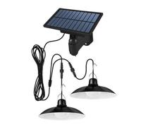 Pluuttiem Lampe Solaire Suspendue Extérieure Imperméable à Double Tête avec LED et Décorations de Lustre pour Abri de Jardin ou Grange