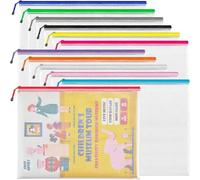 Pluuttiem Lot de 12 pochettes zippées en A3 (42,9 x 31,5 cm) - 12 couleurs extra larges - Pochettes étanches pour fournitures de bureau