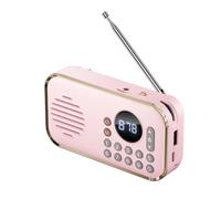 Pluuttiem Radio FM Portable Rechargeable Haut-Parleur Bluetooth sans Surround Son Stéréo USB Radios Vintage Rose