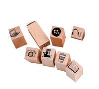 Pluuttiem Tampons en Bois Mignon Cartoon Mini Motif 9pcs / Set Calendrier Planificateur Scrapbooking Life Ordinary Lovely World B