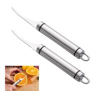 pluvialix Lot de 2 éplucheurs d'orange, cuillères à pamplemousse, couteau kiwi en acier inoxydable avec lame dentelée, éplucheur d'orange, cuillère à pamplemousse, couteau de cuisine avec éplucheur