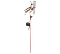 Pluviomètre décoratif d'extérieur en forme de mante, 2 en 1 à énergie solaire pour l'extérieur, pour cour, pelouse, allées et patios