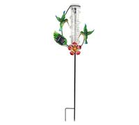 Pluviomètre d'extérieur : pluviomètres de colibri, outil de mesure de pluie d'extérieur | Compteur d'eau à énergie solaire avec lumière LED pour jardin, patio, terrasse, décoration
