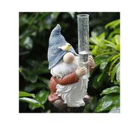 Pluviomètre en résine, Statue de jardin avec un pluviomètre en plastique, Sculpture de gnome peinte à la main Jauge d'eau pour la pluie