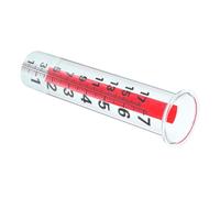 Pluviomètre en Verre Gradué, Tube Vertical, Lecture Directe Précise | Fond Plat, Usage Jardin Communautaire et Classe, Rouge, Graduations Millimétriques, 21cm
