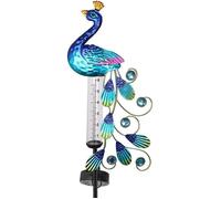 Pluviomètre Lampe Solaire en Forme De Paon Étanche Pluviomètre Décoratif pour Jardin Balcon Terrasse A306