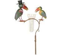 Superbe Pluviomètre À Piquer Tuteur Plante Décoration De Jardin Motif Corbeaux En Fer Patiné Et Tube En Verre 12x30x140cm Multicolore