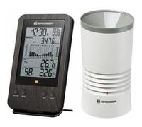 Pluviomètre professionnel finition bois avec portée 150 mètres et station radio LCD - Bresser