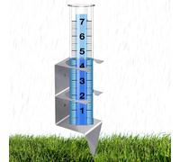 Pluviomètre : tube en verre, support de piquet portable, forme cylindrique haute, outil de lecture du temps, indicateur de précipitation réutilisable | Pour patio, pelouse, patio, jardin,