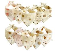 Pluvyze 10 Pièces Bavoir Bandana Bavoir Bandana Bebe Coton, Bebe Impermeable, 6 Couches De Super Absorbant, Salive Avec Boutons, Réglables Doux, Pour Fille Garçon Enfant Bébé 0 à 3 Ans