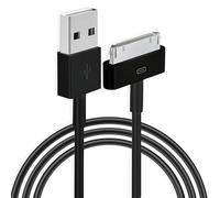 pluX Câble USB de synchronisation et de charge compatible avec iPhone 4/4S, 3G/3GS, iPad 1/2/3, 30 broches Noir 2 m