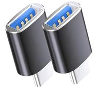 pluX Lot de 2 adaptateurs USB C vers USB - USB-C mâle vers USB 3.0 femelle - Compatible avec appareils mobiles Samsung Android - Microsoft, HP, Dell, Asus, Acer - Gris sidéral