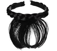 Pluzmecalm 1 faux bandeau noir pour femmes et filles avec double rangée de tresses pour extensions de cheveux, accessoires pour cheveux, bandeaux tendance pour femmes