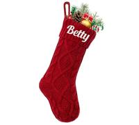 plversi Chaussettes de Noël personnalisées avec initiales, 45,7 cm, grand motif monogramme brodé, chaussette de Noël pour enfants, vacances et famille, pour cheminée ou décoration de fête