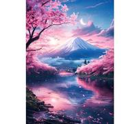 plversi Kit de peinture diamant 5D à faire soi-même, motif fleurs de cerisier, peinture diamant Fuji pour adultes débutants, art mural pour décoration murale de la maison