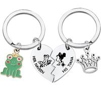 PLwelth Porte-clés grenouille princesse pour homme et femme - Joli porte-clés personnalisé pour clé de voiture, sac à dos, portefeuille, breloque - Cadeau d'amitié pour elle, lui, anniversaire, Noël,