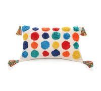 PLWORLD Housse de coussin lombaire colorée de style bohème avec pompons en tissu chenille touffeté, pour lit, canapé, 30,5 x 50,8 cm, 1 housse uniquement, coussin non inclus