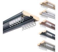 PLWUPE Rail de Rideau Double Rail de Plafond en Aluminium Tringle à Rideaux Coulissant Muet Rideau Rail Séparateur de Pièce Moderne pour Rideaux Occultants Chambre Salon RV(Blue,310cm(3 * 103cm))