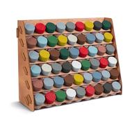 Plydolex Étagère de rangement murale en bois pour peinture Tamiya avec 54 trous pour kit de peinture miniature - 40,6 x 13,2 x 32 cm
