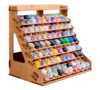 Plydolex Organiseur en Bois pour Peinture - Support avec 87 Bouteilles et 14 Pinceaux, 6 Supports Miniatures et Étagère Supérieure