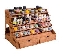 Plydolex Support de Rangement en Bois avec 58 Trous pour Peinture - 4 Supports Miniatures et Étagère Supérieure Amovible - Organiseur