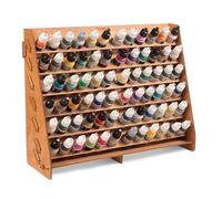 Plydolex Vallejo Étagère de peinture avec 72 trous pour kit de peinture miniature - Support mural en bois pour travaux manuels - Support de peinture artisanale 40,6 x 13,2 x 32 cm, marron