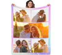 PLYIHE Couverture Personnalisée,Plaid Cadeau Personnalisé,Plaid Personnalisé Photo et Texte,Couverture Photo Femme, Couple, Maman, Son Copain, Anniversaire Noël