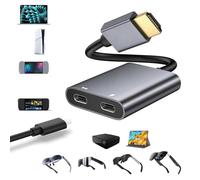 Plyisty Adaptateur HDMI vers USB C pour XREAL One, Air 2 Pro/Pro/RayNeo Air 2s/XR, PD 100W 4K@60Hz AR Adaptateur de Lunettes pour Steam Deck ROG Ally Switch 2