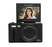 Plyisty Appareil Photo Numérique 75MP, 5K équipé du WiFi, de la Mise au Point Automatique et d'un écran Rabattable de 3 Pouces, 32 Go + 2 Piles. Appareil Photo de Voyage, Batterie (Black)