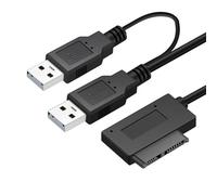 Plyisty Câble Adaptateur USB vers 7 + 6 13 Broches Slimline SATA, Double Câble USB 2.0 vers SATA Fin pour Ordinateur Portable CD/DVD ROM Lecteur de Disque Optique, 480 Mbps