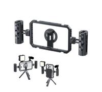 Plyisty Cage de Téléphone Universelle, Kit de Stabilisation Vidéo pour Smartphone avec Poignées, Filetage 1/4"-20 et 4 Supports de Griffes Froides, pour Filmer des Vidéos en Direct