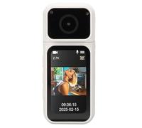 Plyisty Caméra d'action au Pouce 2,7 K, Enregistrement Vidéo Ultra HD, Conception Rotative à 180 Degrés, Lanière Magnétique pour Le Travail, Les Voyages, la Promenade des Animaux (White)