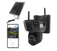 Plyisty Caméra de sécurité 4K avec Panneau Solaire, Dual Lens, Color Night Vision, Talk 2 Way, 360 ° PAN 90 ° Inclinaison, Suivi Automatique, Détection de Mouvement, 8000mAh
