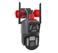 Plyisty Caméra de sécurité à Double Objectif, WiFi, Vue à 360 °, Détection Mouvement et Alerte, Stockage Cloud/Carte, IP66, Enregistrement 24/7, pour Home Security Indoor Outdoor (Prise UE)