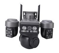 Plyisty Caméra de sécurité PTZ sans Fil 4G à Triple Objectif à énergie Solaire avec HD 1080P, Détection de Mouvement, avec Couverture Transparente à 360° pour Les Cours et Les Portes