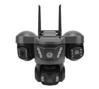 Plyisty Caméra de sécurité Solaire, Caméra PTZ 4G à Triple Objectif 12MP 6K avec Détection de Mouvement AI, Rotation à 355°, Zoom 10x, Inclinaison à 90°, pour la Surveillance Extérieure