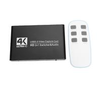 Plyisty Carte de Capture HDMI 4K 60 Hz, Carte de Capture Vidéo USB 3.0, Double Entrée/Sortie HDMI, avec Entrée Audio/Microphone/Ligne 3,5 Mm pour Le Streaming de Jeux et