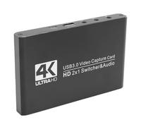 Plyisty Carte de Capture HDMI 4K 60 Hz USB 3.0, Double Commutateur D'Entrée HDMI pour Le Streaming de Jeux, Capture Vidéo 1080p 240 FPS avec Entrée de Ligne Micro Audio 3,5 Mm