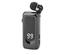 Plyisty Casque Bluetooth Rétractable, Clip Lavalier sur L'écouteur avec Micro Annulant ENC, Affichage d'alimentation LED, Talking 18H, Navigation, pour Conduire des Affaires (Black)