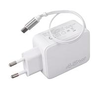 Plyisty Chargeur Rapide PD45W avec Câble Rétractable, Bloc de Chargeur Mural à Double Port USB C, Prévention des Surintensités, pour Téléphones, Tablettes, Ordinateurs Portables, (White)